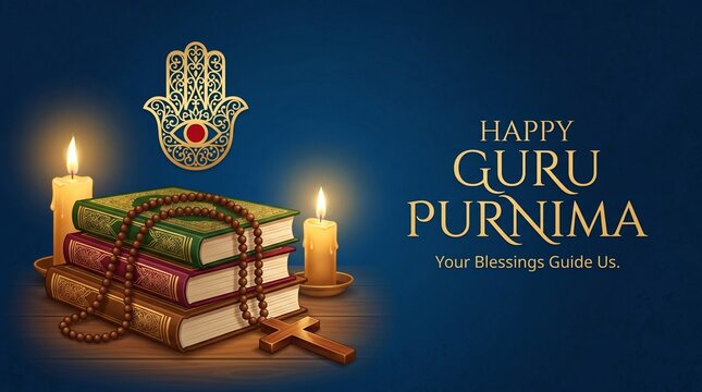 Happy Guru Purnima: Gold Hamsa, Books, Candles