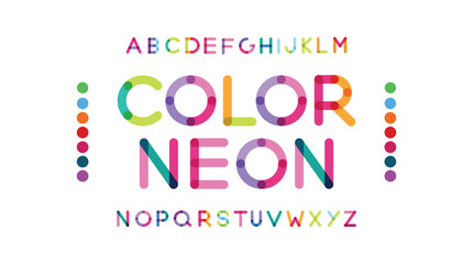 Creative rounded alphabet color fonts. Typography urban round bold with colors dot exposure. vector illustration  © Moscoo