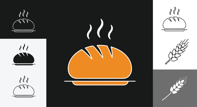 Fresh baked bread loaf with steam rising on a dark background, close-up of bakery bread for breakfast or meal