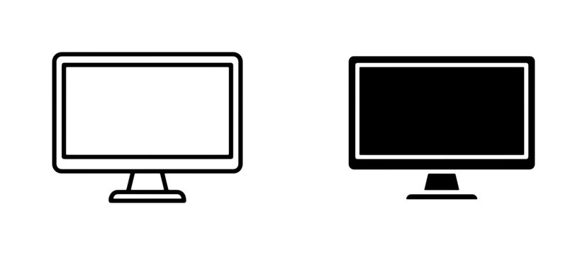 Computer Monitor Icons, Digital Display Symbols, Screen Interface Graphics, Technology Vector Set