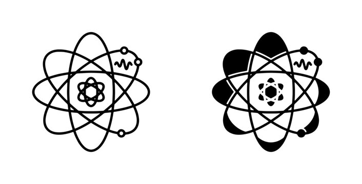 Atomic Structure Icons, Science Symbol Vector Art, Chemistry Nucleus Illustration, Physics Orbit Graphics, Research Element Icons