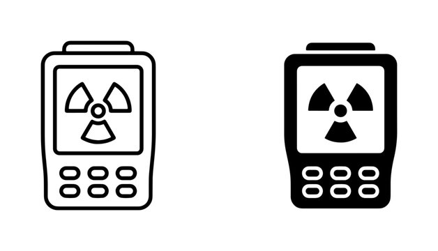 Radiation Detector Icons, Geiger Counter Symbols, Nuclear Hazard Warning Device Graphics