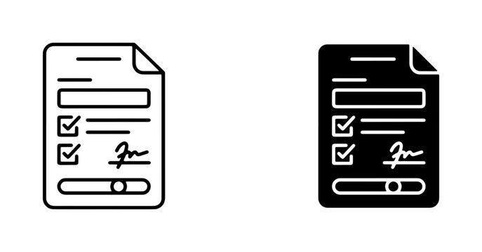 Document Icons: Checklist, Form, Contract, Signature, Approval, Agreement, Vector Graphics