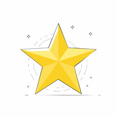 Obraz premium Golden Star Icon with Sparkles