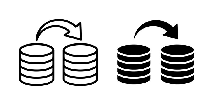 Data Transfer Icons, Database Migration Symbols, Information Exchange Graphics