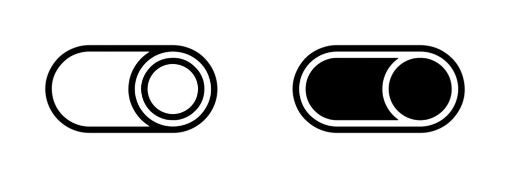 Toggle Switch Icons, On and Off States, Minimalist UI Elements, Vector Graphics
