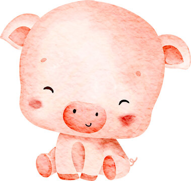 Watercolor Piglet Illustration