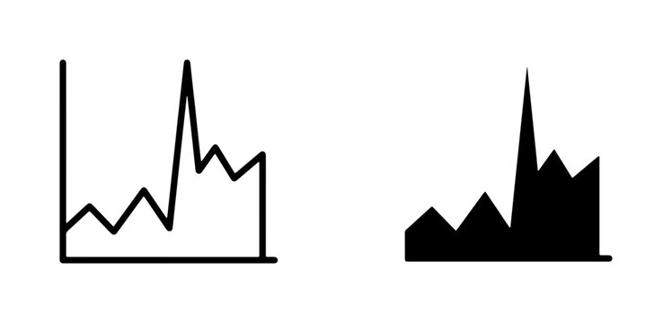 Line Graph and Silhouette Chart Icons, Data Analysis, Business Growth, Financial Trends