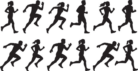 Black silhouettes of people running © Mst. Taslima Akhter