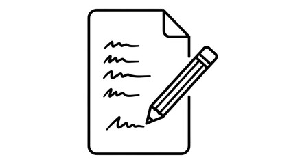 Naklejka premium A simple line drawing of a pencil writing on a notepad