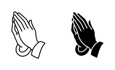 Obraz premium Praying Hands Icon Set, Religious Symbol Vector Art, Spiritual Gesture Silhouette, Hope and Faith Graphic