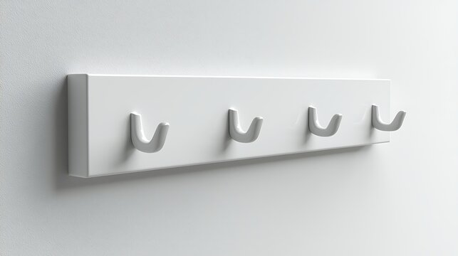 Minimalist Wall Hook: A simple white wall hook with four individual hooks provides a clean and modern storage solution for any home or office space.