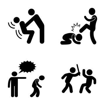 vector set icons of bullying illustration, violence, abuse