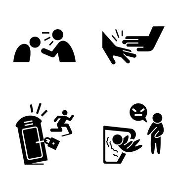 vector set icons of bullying illustration, violence, abuse