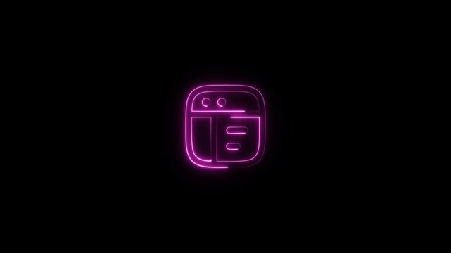 Glowing pink neon website browser icon on black background illustration
