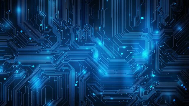 Technological Blueprint: The intricate lines of a high-tech circuit board pulse with electric light, illuminating a future defined by innovation and digital complexity.