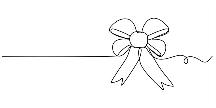 Gift bow line art vector illustration minimalist continuous drawing celebration concept design