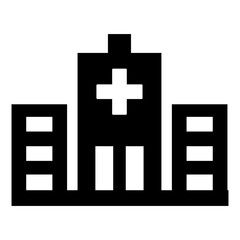 Obraz premium A large hospital building with a cross on the front. This icon denotes medical facilities, emergency centers, inpatient care, and the physical infrastructure of healthcare.