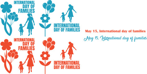 Obraz premium International day of families celebration with silhouettes and balloons