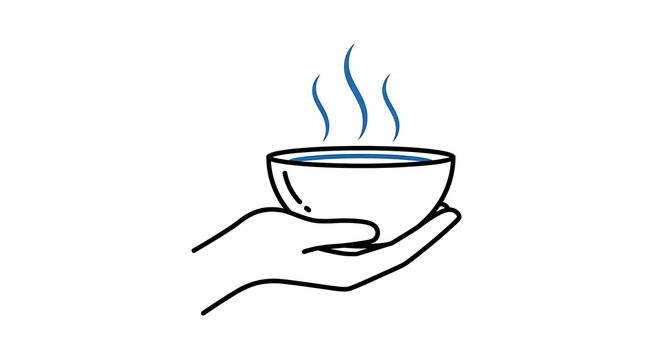 A hand holding a steaming hot cup of coffee or tea