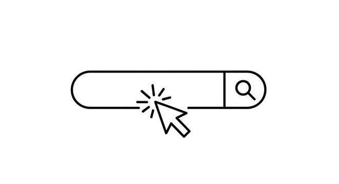 Search button icon with magnifying glass and cursor click