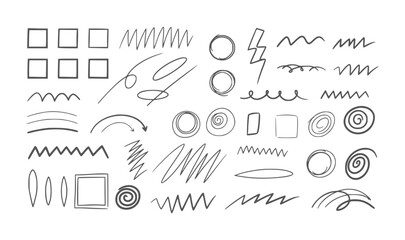 Obraz premium Collection of assorted black handdrawn squiggles and abstract line doodles lines