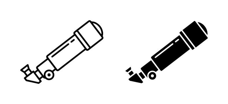 Telescope Icon Set, Astronomy Observation Tool, Space Exploration Vector Graphics