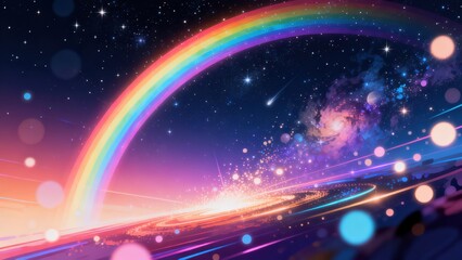 Obraz premium Cosmic rainbow in starry sky
