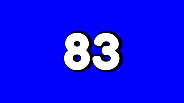 Number 83 sign symbol smoke effects animation motion graphics cartoon on blue screen background for video elements