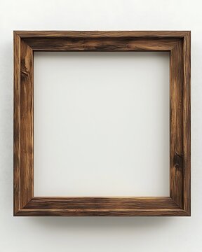 Rustic Wooden Frame: A square, rustic wooden picture frame with a burnt wood finish sits empty, awaiting a treasured memory to be placed within its borders.