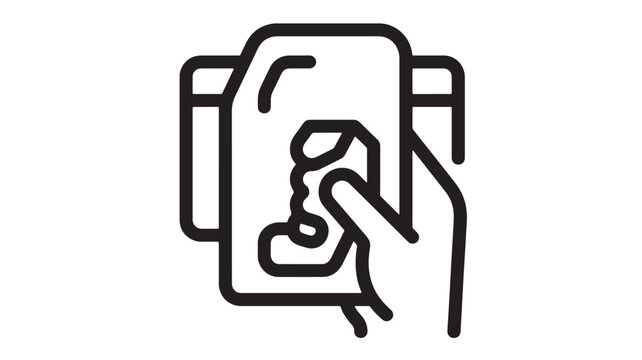 Wallet icon with money withdrawal and card swipe symbol for digital payment and fintech apps featuring currency, bank, debit with transaction and