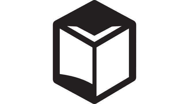 Cube logo with angular V mark for professional technology branding, minimal icon on clean white background
