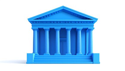 Obraz premium Minimalist Blue Greek Temple Building Sculpture.