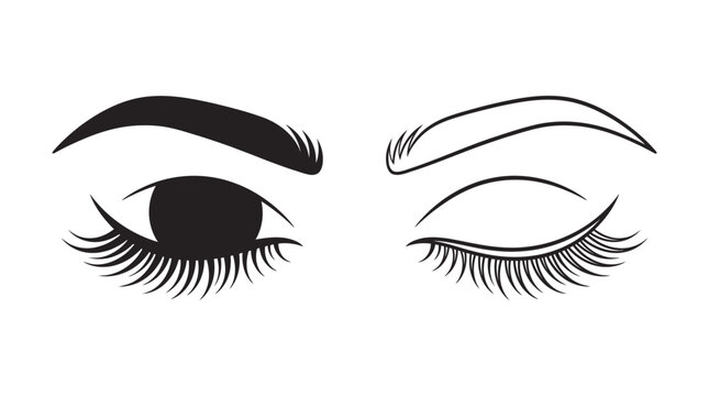 Eyes illustration black and white graphic of open and closed eye