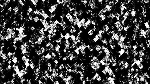 Abstract Black and white canvas square geometric seamless pattern symmetric background. Black and white animated texture noise overlay background.