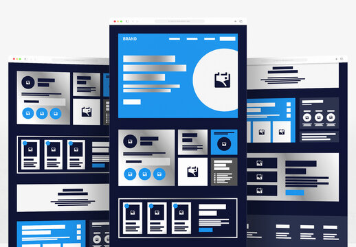 Blue Corporate Website Wireframe And Interface Layout