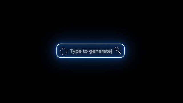 ai type to generate search bar with neon glowing effect.