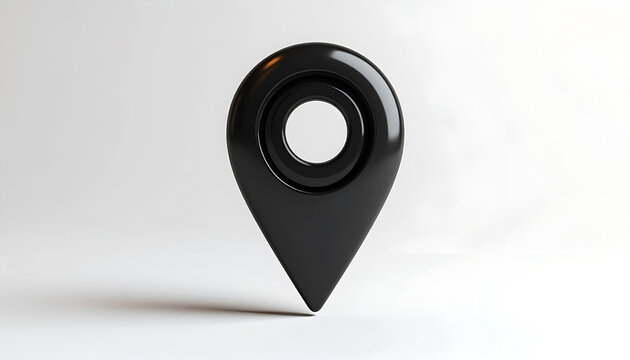 Minimalist Black Location Pin Icon on White Background.