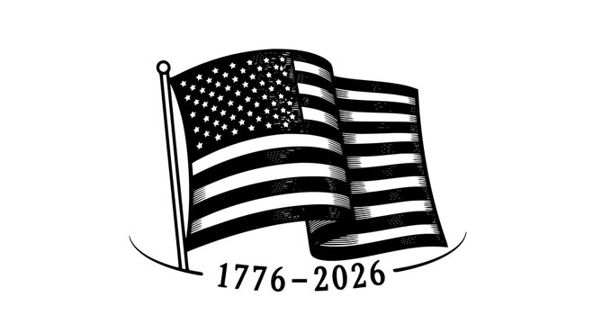 American flag illustration 1776 2026