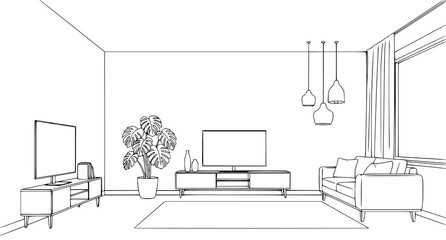 Fototapeta premium Modern living room interior design with minimalist furniture