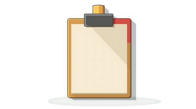 Clipboard with Blank Paper: A simple clipboard with a blank sheet of paper, ready for notes, lists, or drawings. Ideal for office, school, or creative projects.