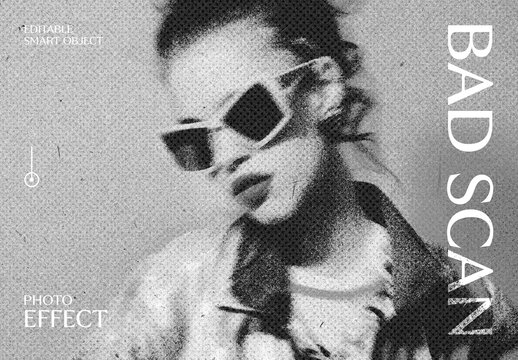 Bad Copy Scan Poster Photo Effect Mockup
