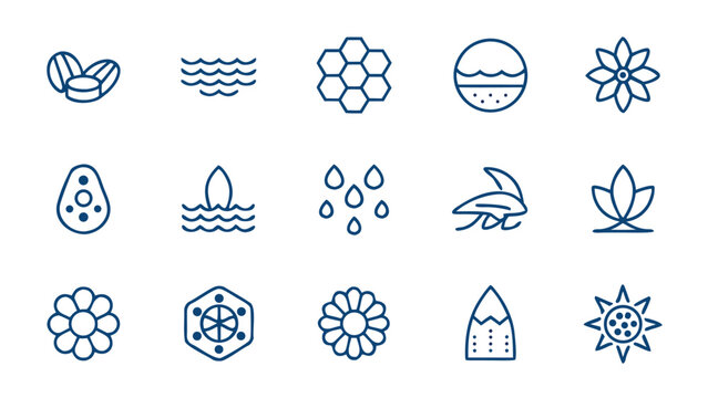 Bio-mimicry Engineering and Nature-Inspired Professional Tech Blue Art Vector Icons.
