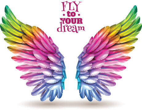Detailed 3d angel and devil wing illustration set vector