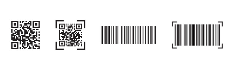 Fototapeta premium Qr code and barcode labels for packaging. Clean qr and barcode labels isolated on light background ideal for product packaging inventory tracking shipping and ecommerce businesses.
