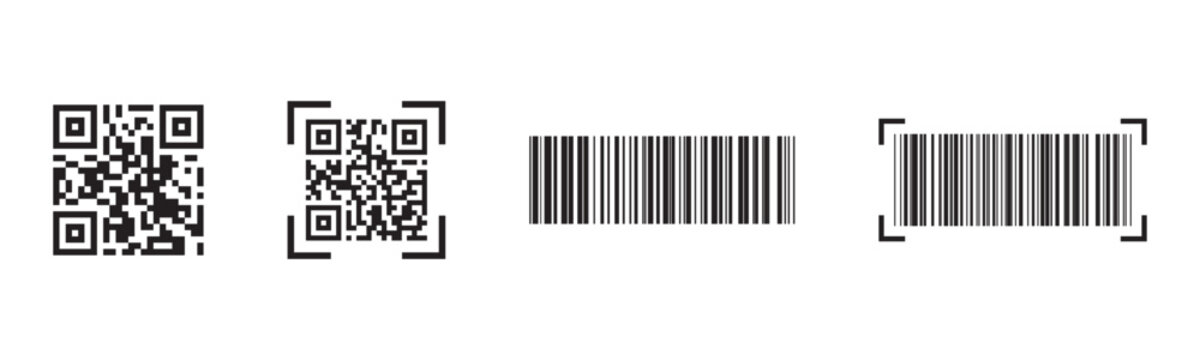 Technology scan code symbols bundle. Assorted scan code symbols including qr codes and barcodes for digital technology automation mobile scanning and smart systems.
