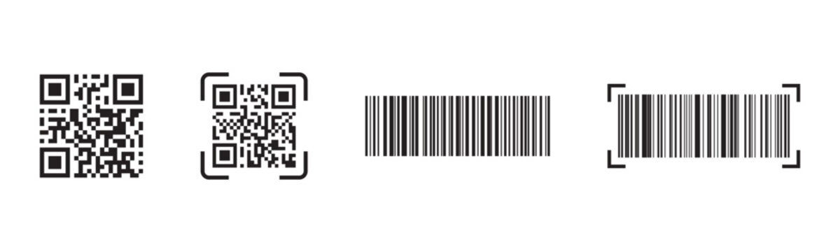 Qr code and barcode set isolated on white background. Collection of qr codes and barcode icons isolated on white background perfect for digital payment inventory scanning retail ecommerce packaging an
