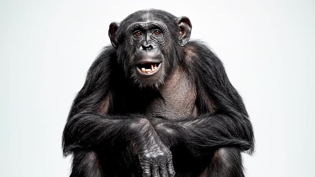 Chimpanzee Poses and Expressions Captured in Studio Portrait.