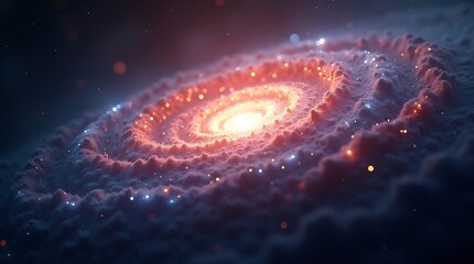 Fototapeta premium Futuristic Spiral Galaxy with Glowing Center in Deep Space
