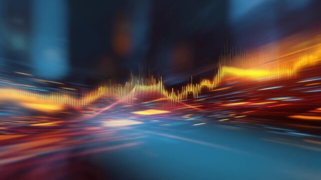Financial Data Visualization: Dynamic representation of financial data streams, highlighting the volatility and intricate patterns within the markets, with a focus on investment